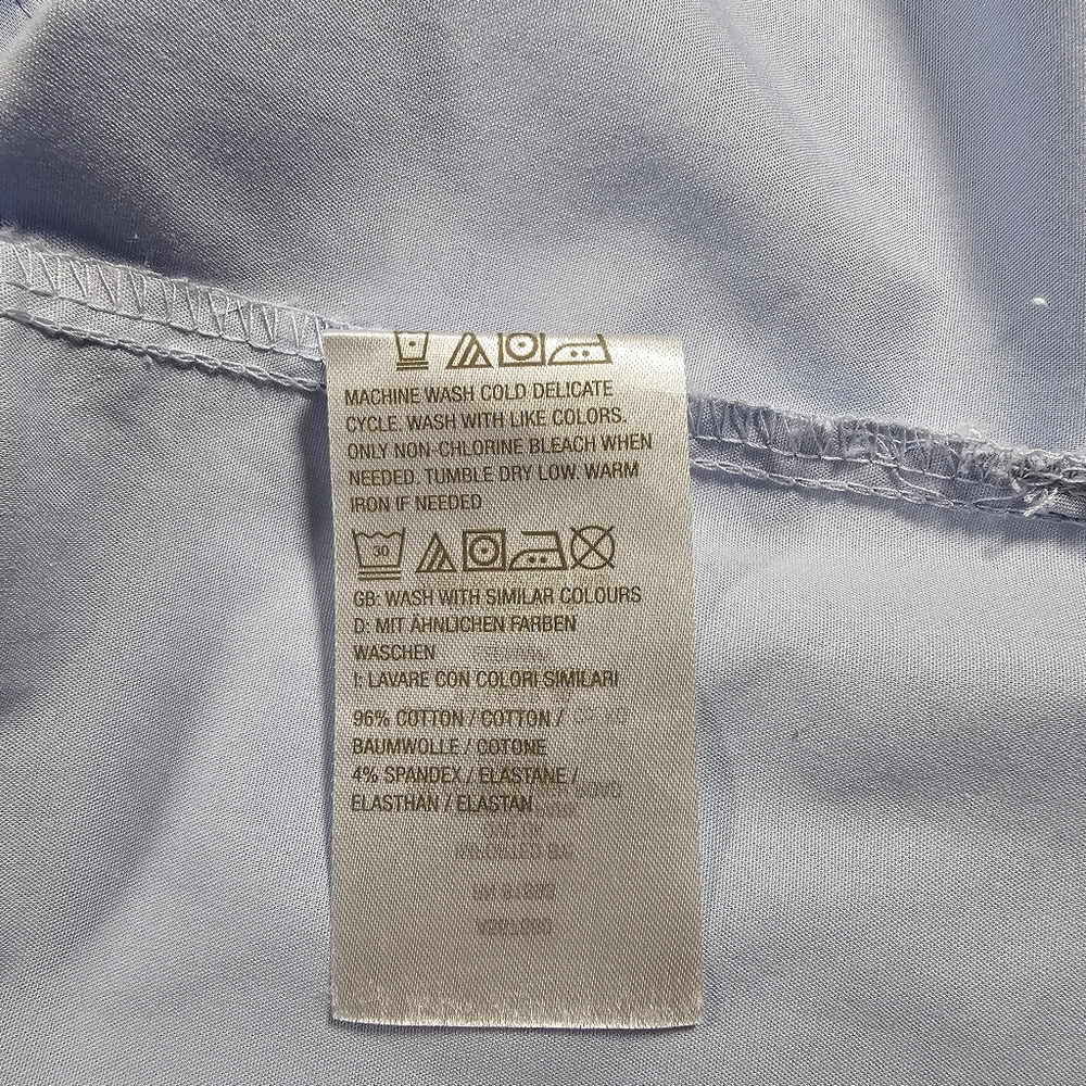 Isaac Mizrahi Live 1X Blue Snap Front Stretch Button Down Top - Picture 5 of 7